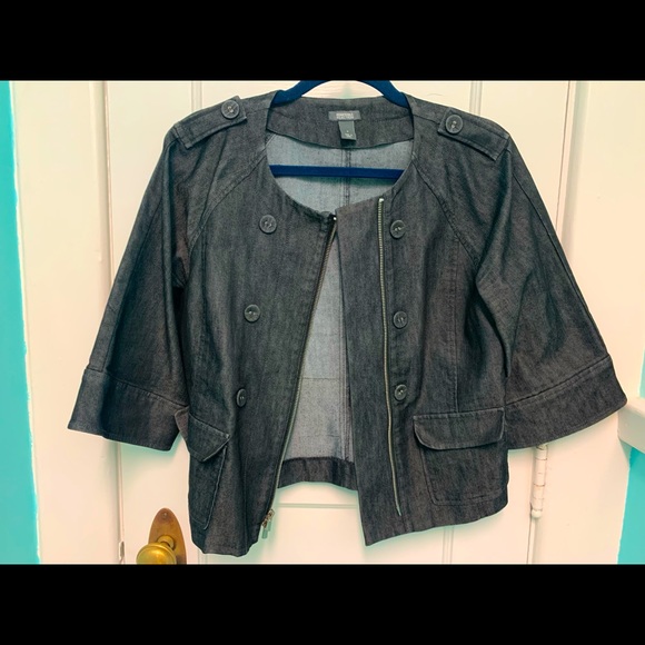 Kenneth Cole Reaction Cropped Dressy Jean Jacket - Picture 2 of 4